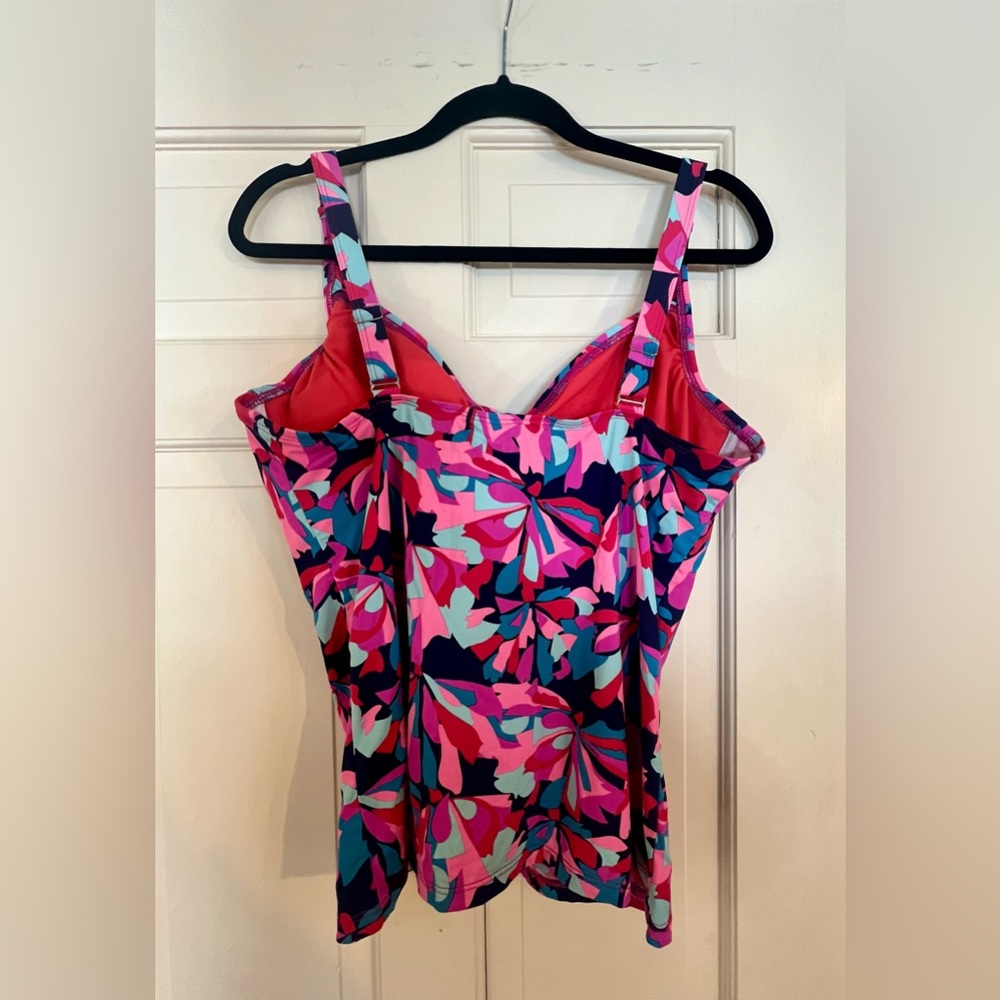 Title Nine by Carve Designs Underwire Bra Floral Swim Tankini Top Pink Size 38DD - Picture 3 of 7